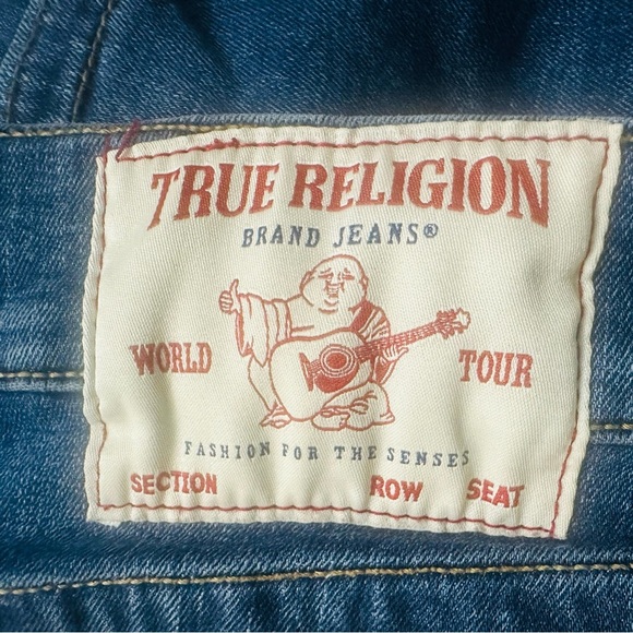 True Religion Ricky Relaxed Straight Jeans Sz 32 Button Pocket Flap American Y2K - Picture 3 of 5